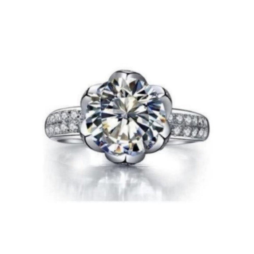 Platinum Plated 5 Carat Engagement Ring Size 8